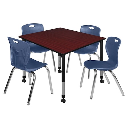 Regency Tables > Height Adjustable > Square Mobile Table & Chair Sets, 48 W, 48 L, 23-34 H, Mahogany TB4848MHAPCBK40NV